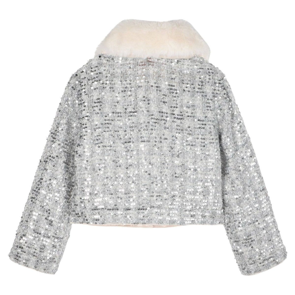 SEQUIN TWEED JACKET W/ FAUX FUR COLLAR (PREORDER) - BILLIEBLUSH