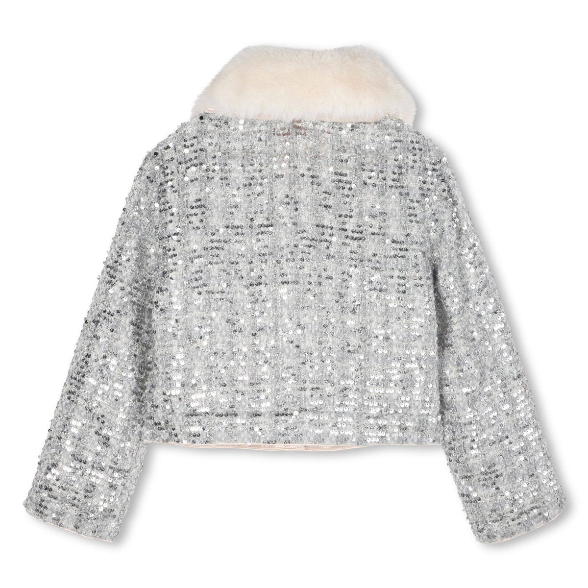 SEQUIN TWEED JACKET W/ FAUX FUR COLLAR (PREORDER) - BILLIEBLUSH
