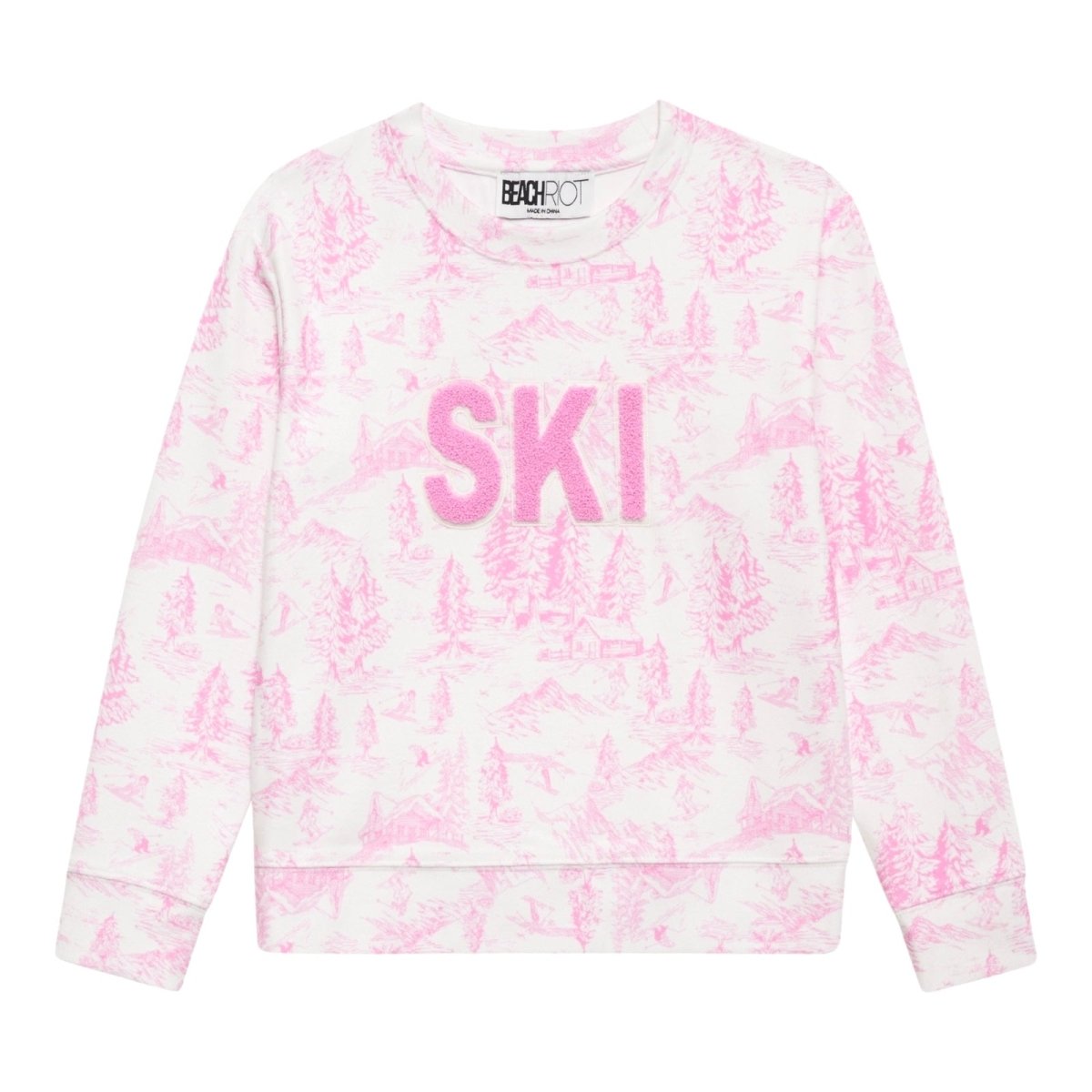 SKI POWDER PINK TOILE SWEATSHIRT - BEACH RIOT KIDS
