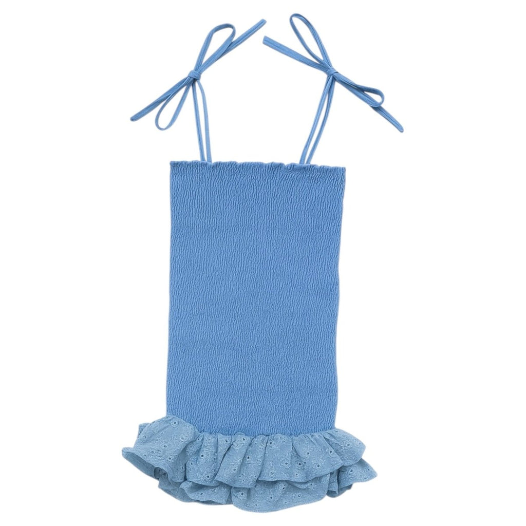SKY BLUE BILLIE SMOCKED DRESS 2/4 / BLUE