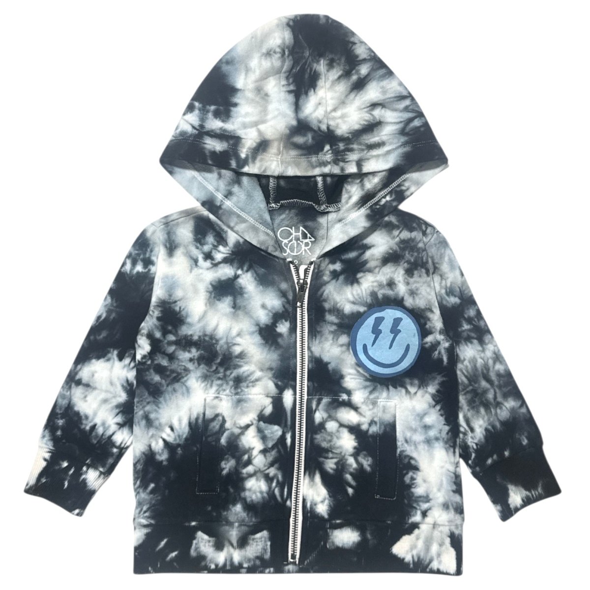 SMILEY BOLT TIE DYE ZIP UP HOODIE - CHASER KIDS