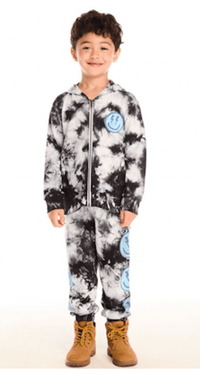 SMILEY BOLT TIE DYE ZIP UP HOODIE (PREORDER) - CHASER KIDS