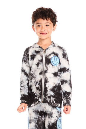 SMILEY BOLT TIE DYE ZIP UP HOODIE (PREORDER) - CHASER KIDS
