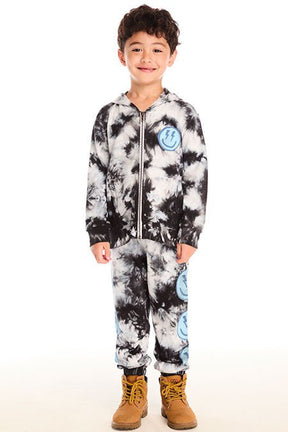 SMILEY BOLT TIE DYE ZIP UP HOODIE (PREORDER) - CHASER KIDS