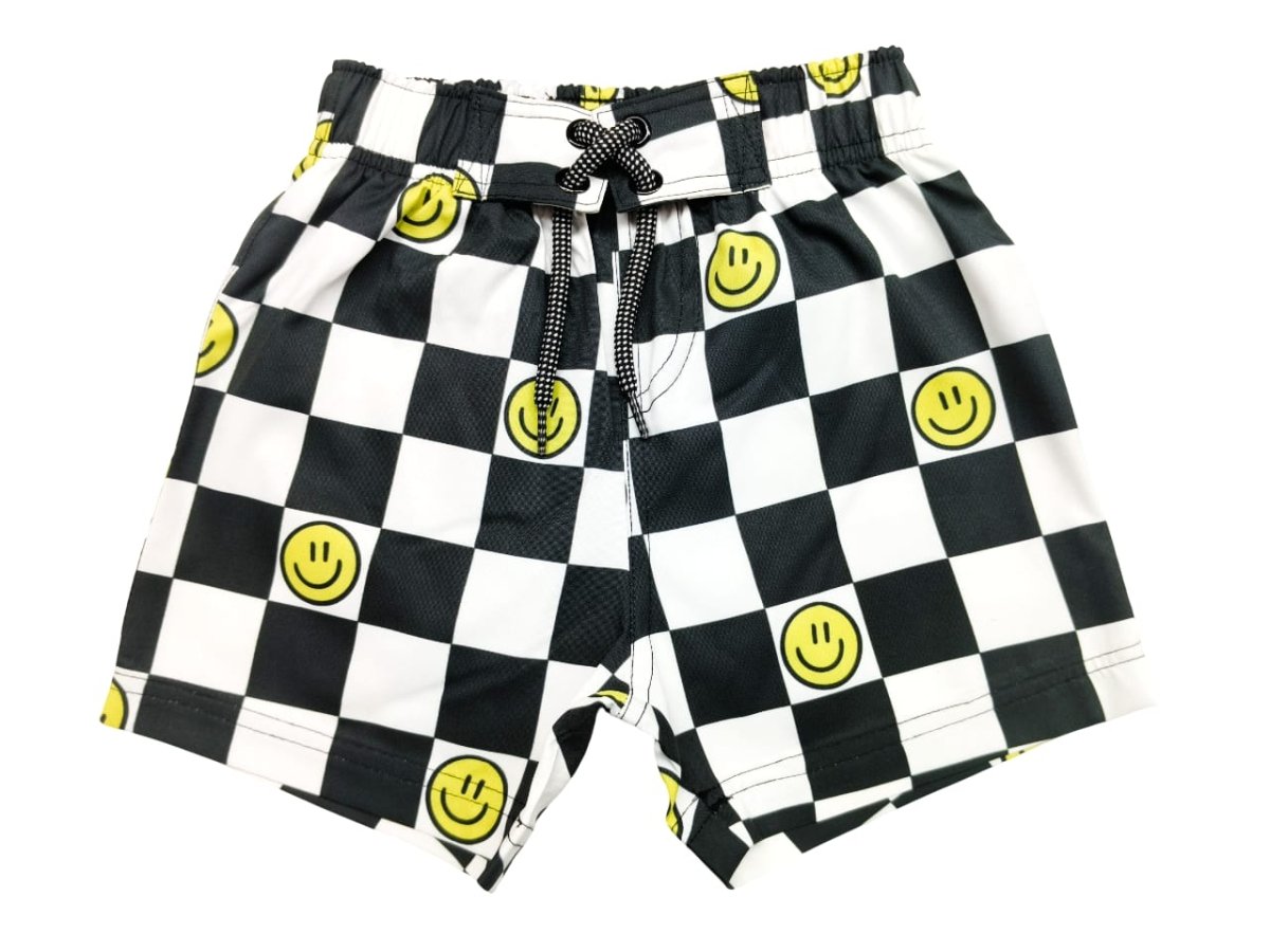 SMILEY CHECKERED SWIM TRUNKS (PREORDER) - MISH MISH