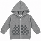 SMILEY CHECKERED ZIP UP HOODIE - MISH MISH