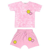SMILEY & HEARTS TIE DYE TSHIRT AND SHORTS SET - MISH MISH