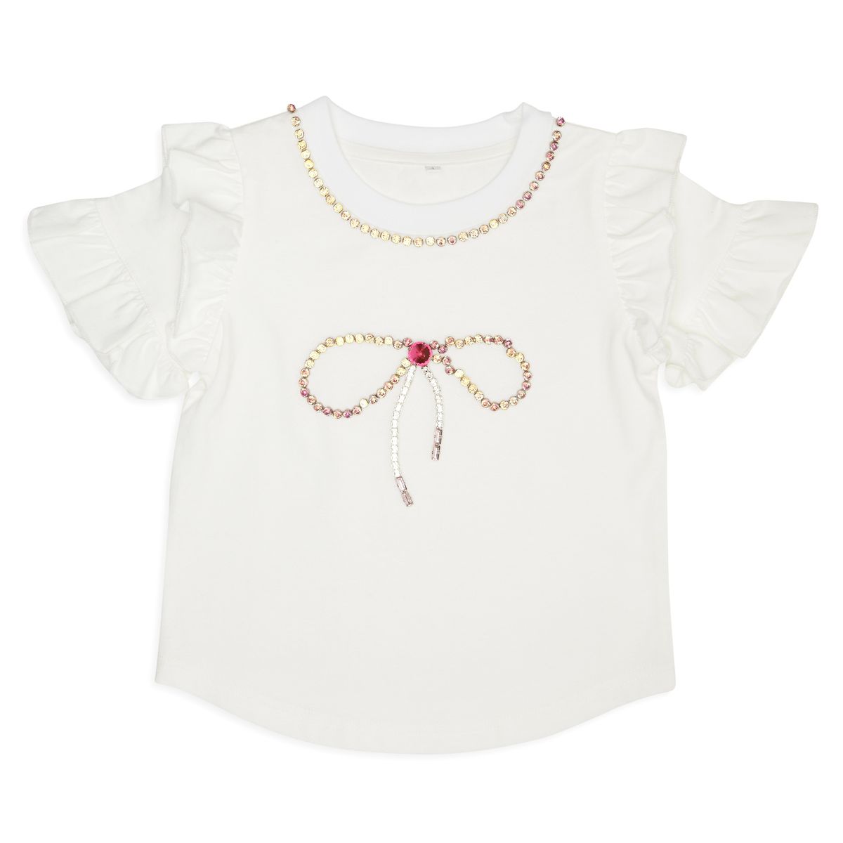 SOPHIA CRYSTAL BOW RUFFLE TSHIRT - MINI DREAMERS