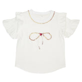 SOPHIA CRYSTAL BOW RUFFLE TSHIRT - SHORT SLEEVE TOPS