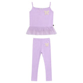 SOPHIA FLORAL BOW TUTU TANK TOP AND LEGGINGS SET - SET