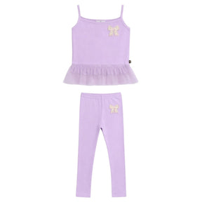 SOPHIA FLORAL BOW TUTU TANK TOP AND LEGGINGS SET - SET