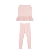 SOPHIA FLORAL BOW TUTU TANK TOP AND LEGGINGS SET - SET
