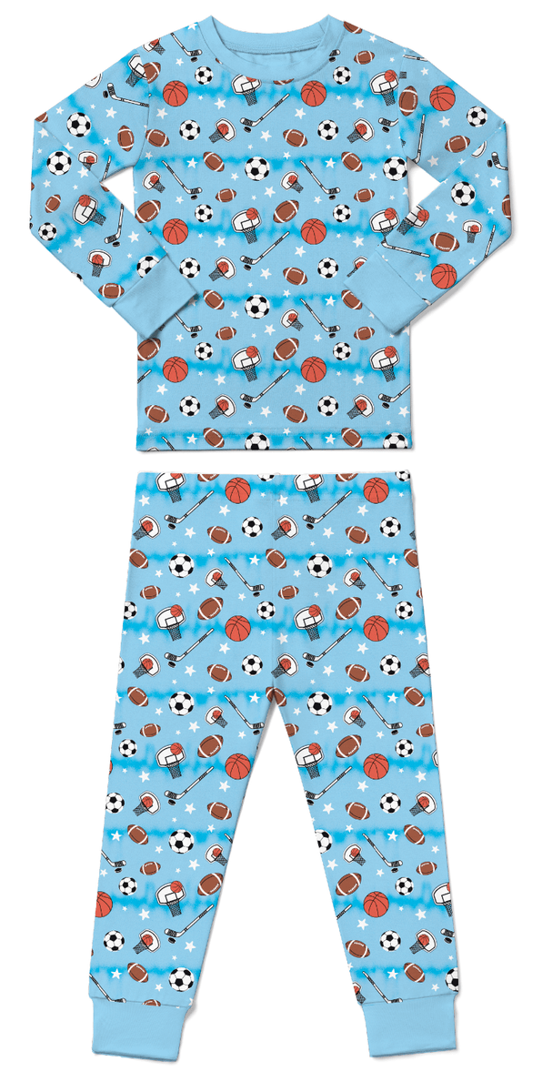 SPORTS LONG SLEEVE TWO PIECE PAJAMAS (PREORDER) - BABY STEPS