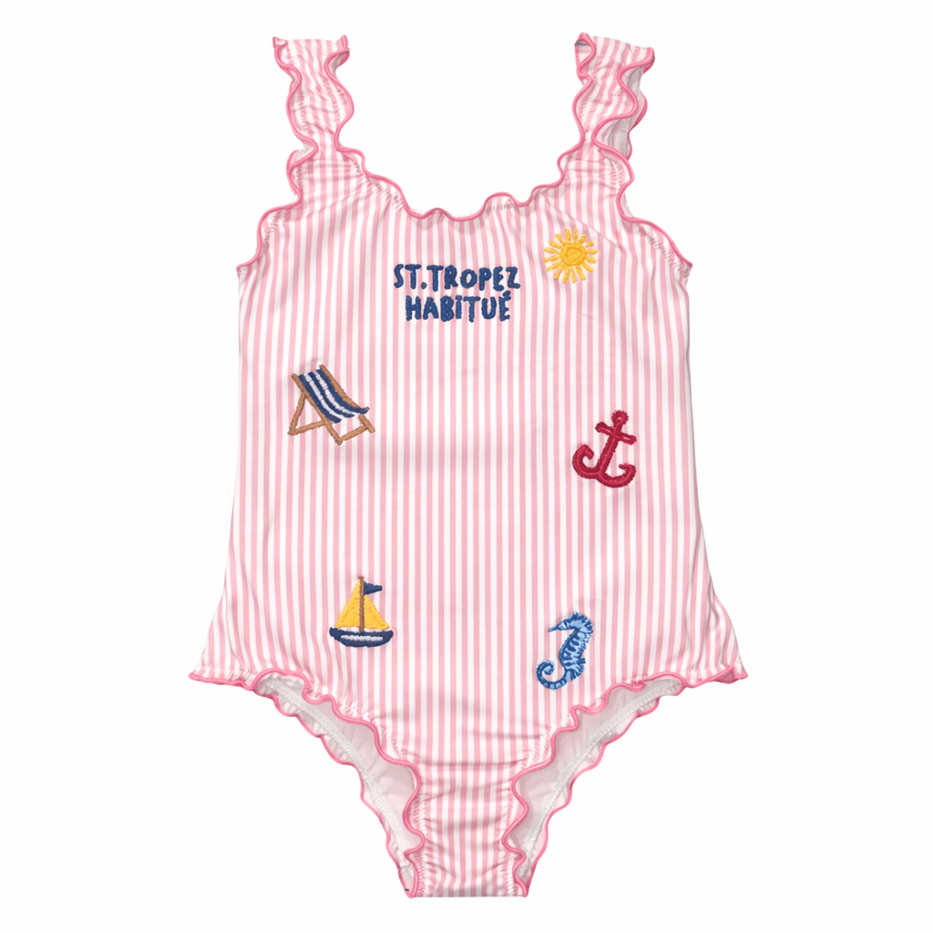 ST TROPEZ STRIPE ONE PIECE SWIMSUIT - MC2 SAINT BARTH KIDS