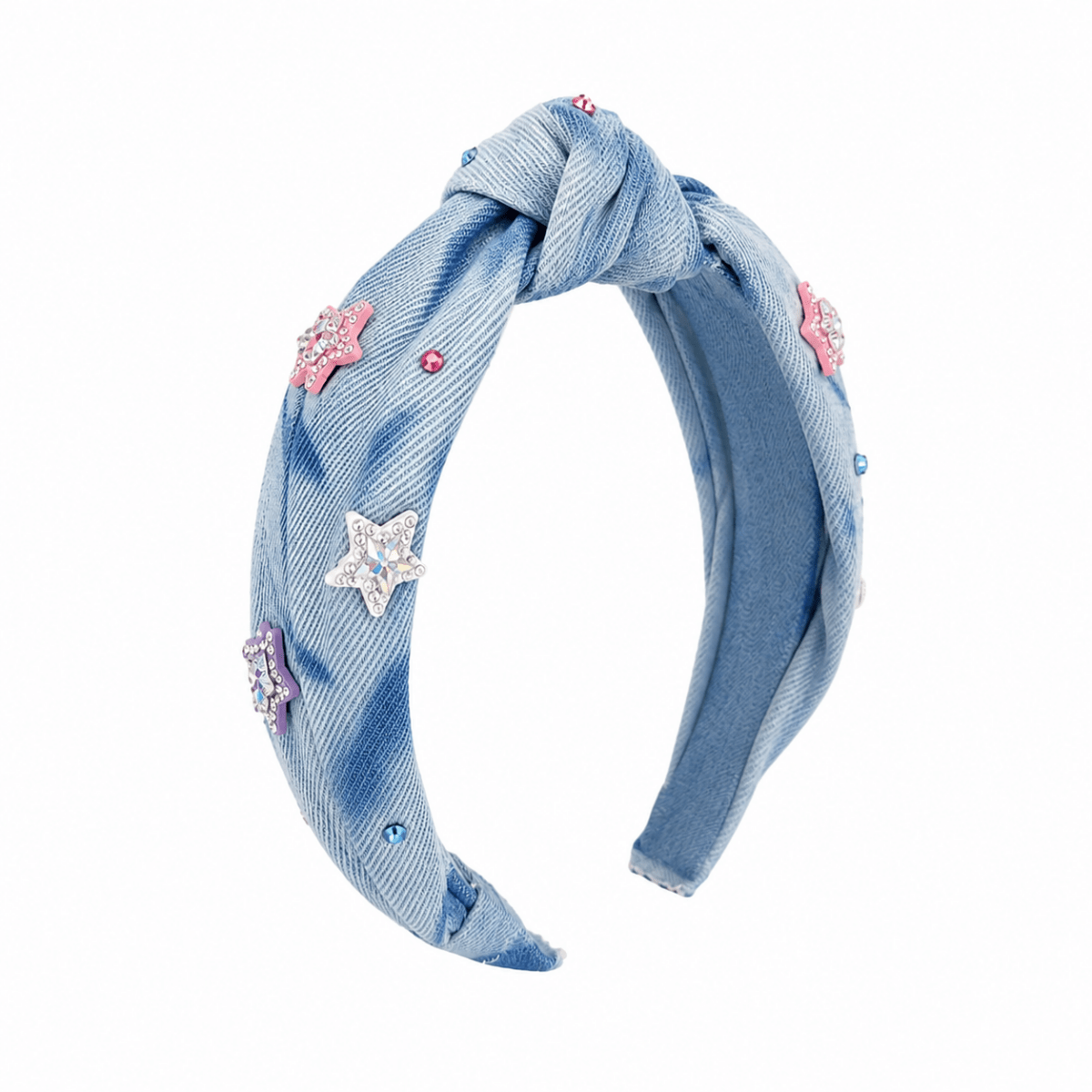 STAR CHARMS DENIM KNOT HEADBAND - BARI LYNN