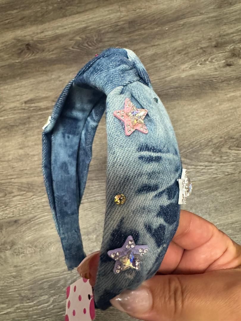 STAR CHARMS DENIM KNOT HEADBAND (PREORDER) - BARI LYNN - HEADBANDS