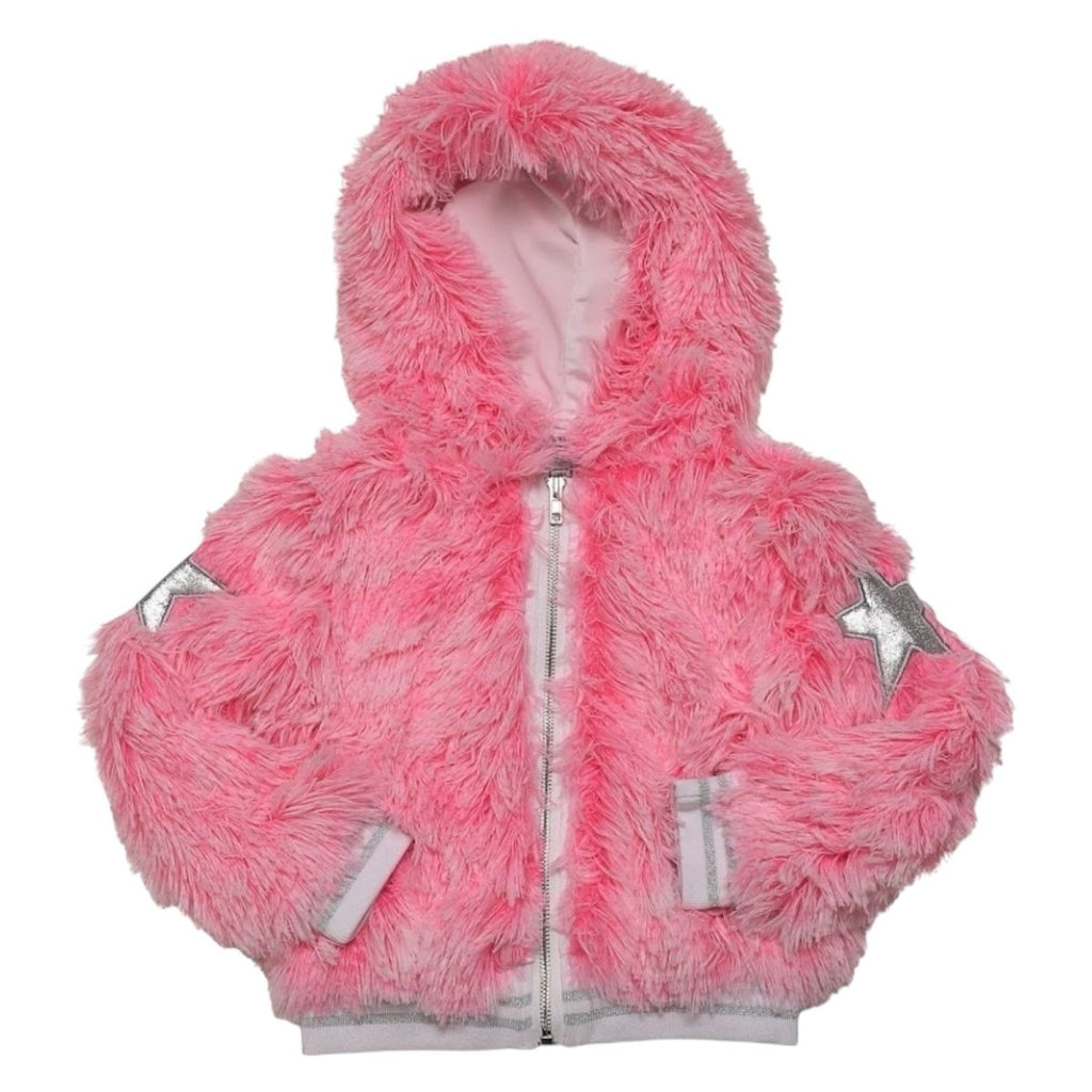 STAR PATCH SHAGGY HOODIE JACKET