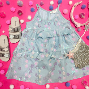 STAR SEQUIN RUFFLE DRESS - SARA SARA