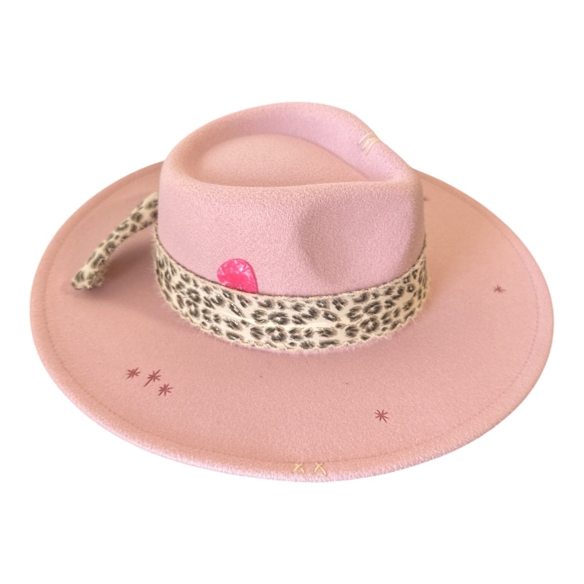 STARDUST LEOPARD TRIM FEDORA HAT - SAGE & SADDLE