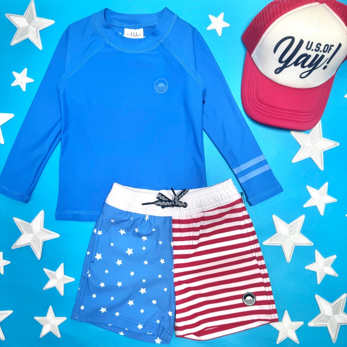 STARS & STRIPES SWIM TRUNKS - FEATHER 4 ARROW