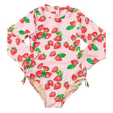 STRAWBERRY BLISS LONG SLEEVE ONE PIECE SWIMSUIT (PREORDER) - ONE PIECE SWIMSUIT