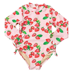 STRAWBERRY BLISS LONG SLEEVE ONE PIECE SWIMSUIT (PREORDER) - ONE PIECE SWIMSUIT
