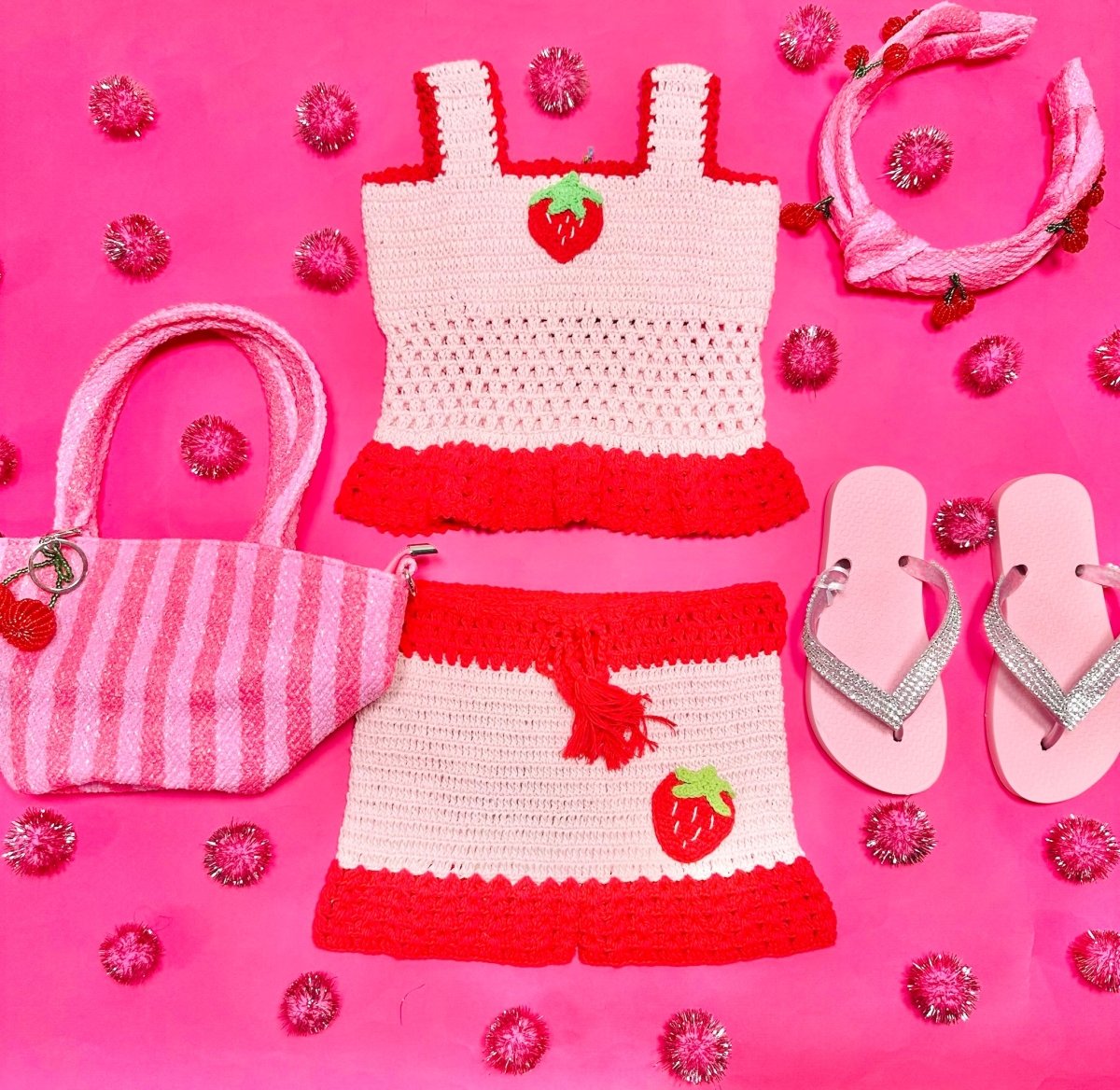 STRAWBERRY CROCHET TANK AND SHORT SET - BELA & NUNI
