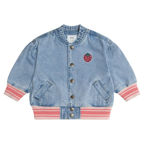 STRAWBERRY DENIM BOMBER JACKET (PREORDER) - JACKETS