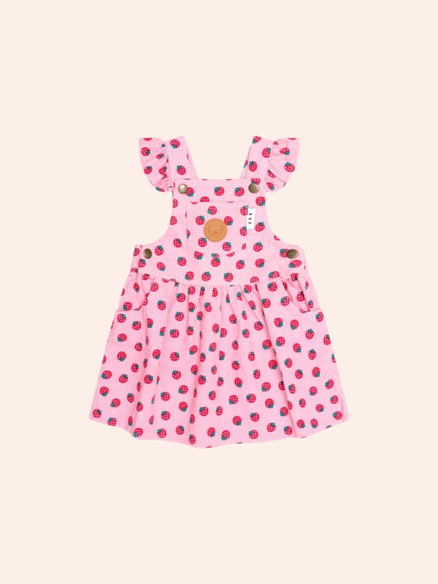 STRAWBERRY PINAFORE OVERALL DRESS (PREORDER) - HUXBABY