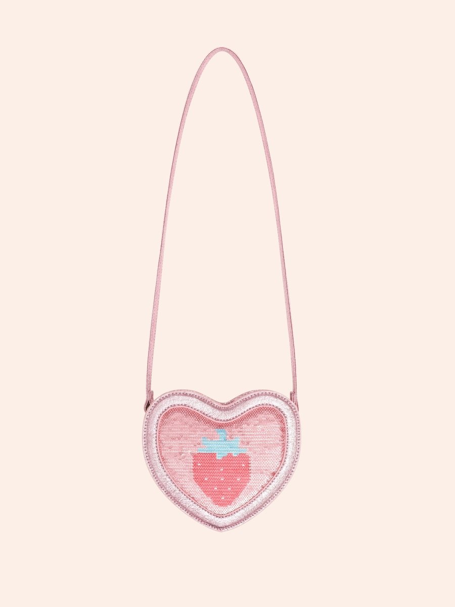 STRAWBERRY SEQUIN HEART BAG (PREORDER) - HUXBABY