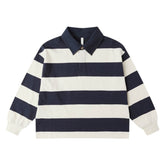 STRIPE RUGBY POLO LONG SLEEVE TOP - LONG SLEEVE TOPS