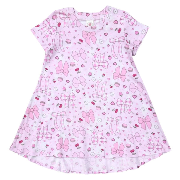 SUMMER BOWS SHORT SLEEVE DRESS 2/3 / PINK