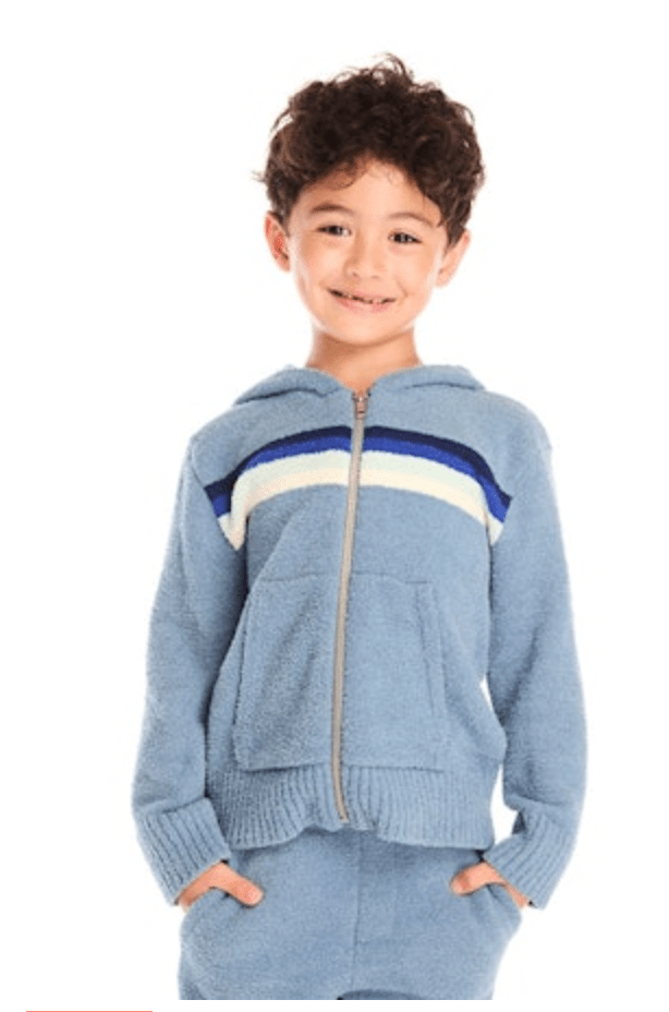TAHOE STRIPE FUZZY FLEECE LOUNGE ZIP UP HOODIE (PREORDER) - CHASER KIDS
