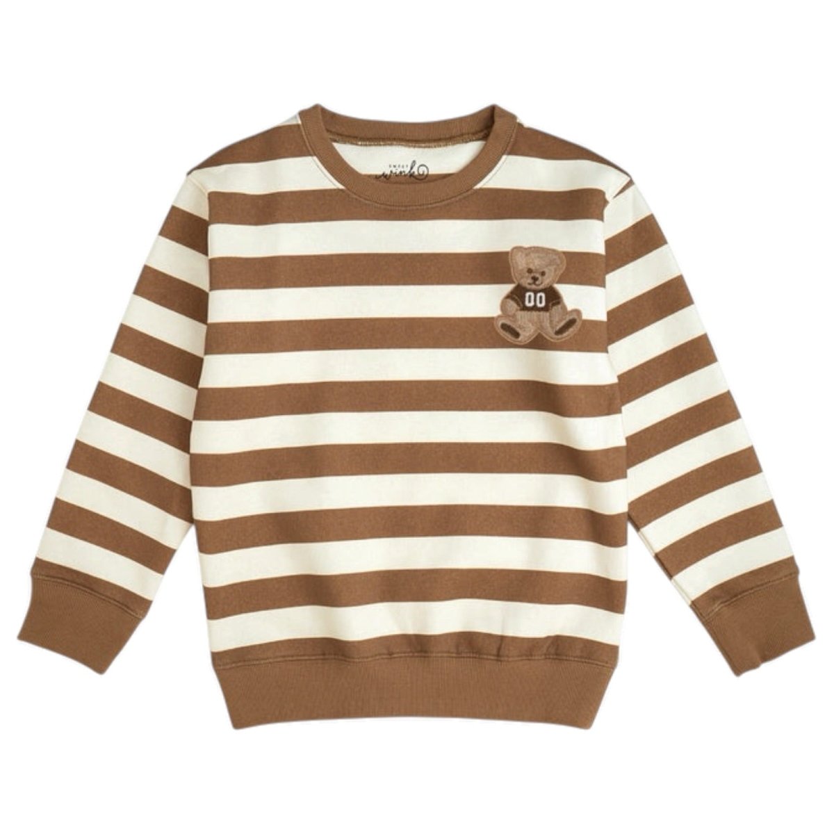 TEDDY BEAR PATCH STRIPED SWEATSHIRT (PREORDER) - SWEET WINK
