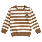 TEDDY BEAR PATCH STRIPED SWEATSHIRT (PREORDER) - SWEET WINK