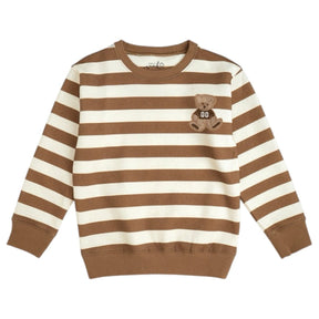 TEDDY BEAR PATCH STRIPED SWEATSHIRT (PREORDER) - SWEET WINK