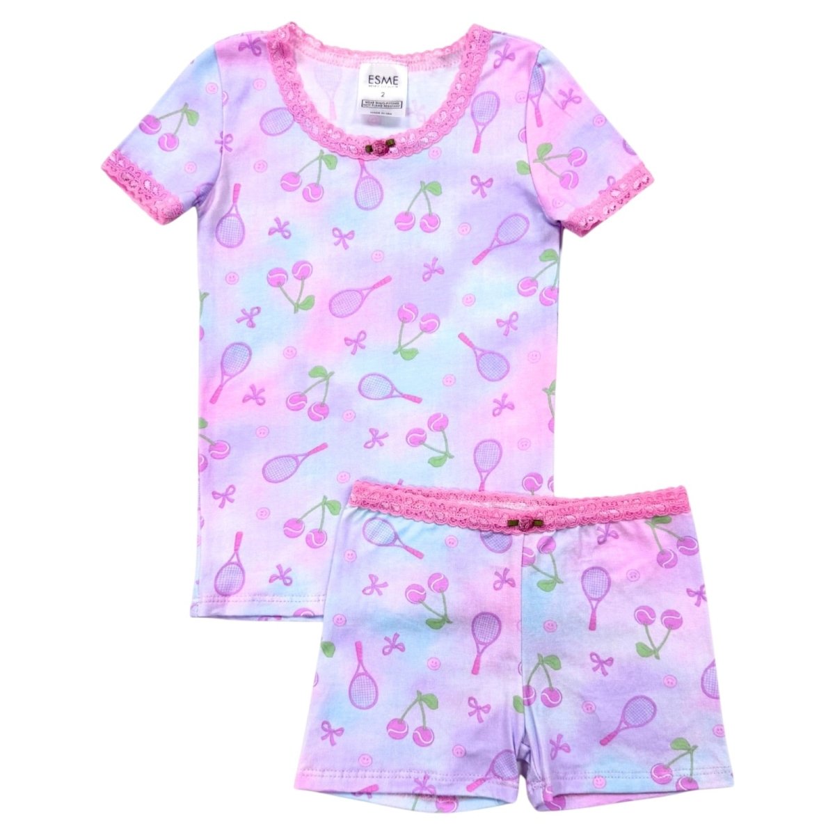 TENNIS & CHERRIES SHORT SLEEVE/SHORTS PJS - ESME - PAJAMAS