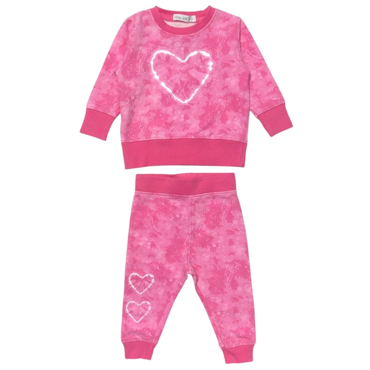 TIE DYE HEART SWEATSHIRT AND SWEATPANTS SET - MISH MISH