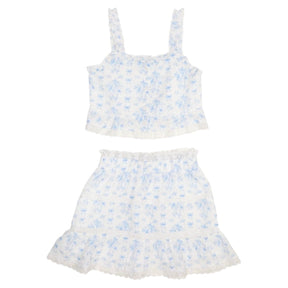 TIFFANY FLORAL BOW TOP AND SKIRT SET - MINI DREAMERS