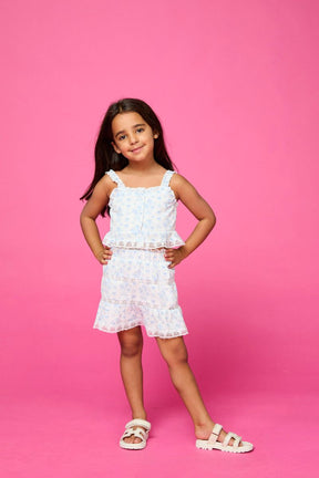 TIFFANY FLORAL BOW TOP AND SKIRT SET - MINI DREAMERS