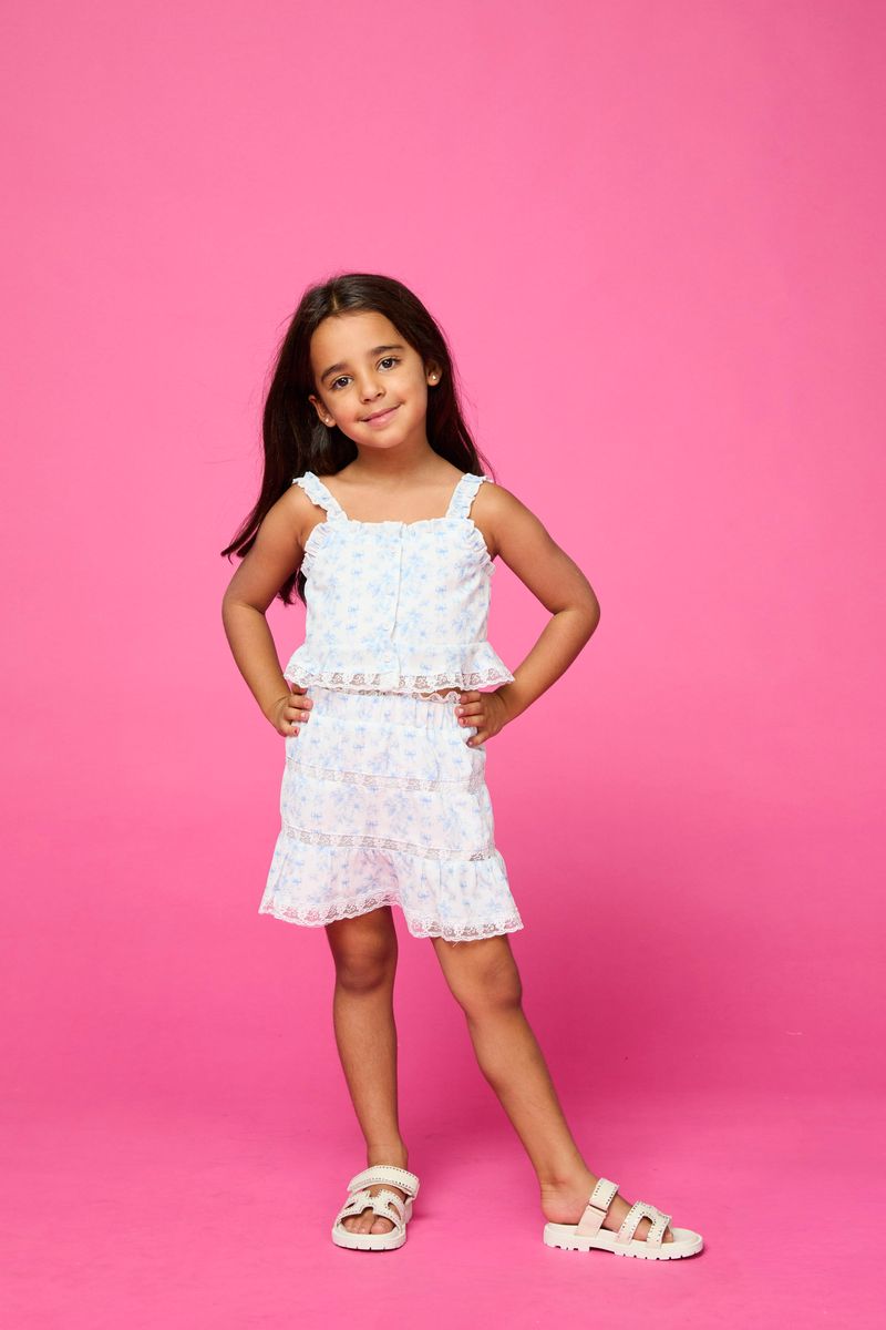 TIFFANY FLORAL BOW TOP AND SKIRT SET - MINI DREAMERS