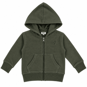 TONAL BOLT SOLID ZIP UP HOODIE - MISH MISH