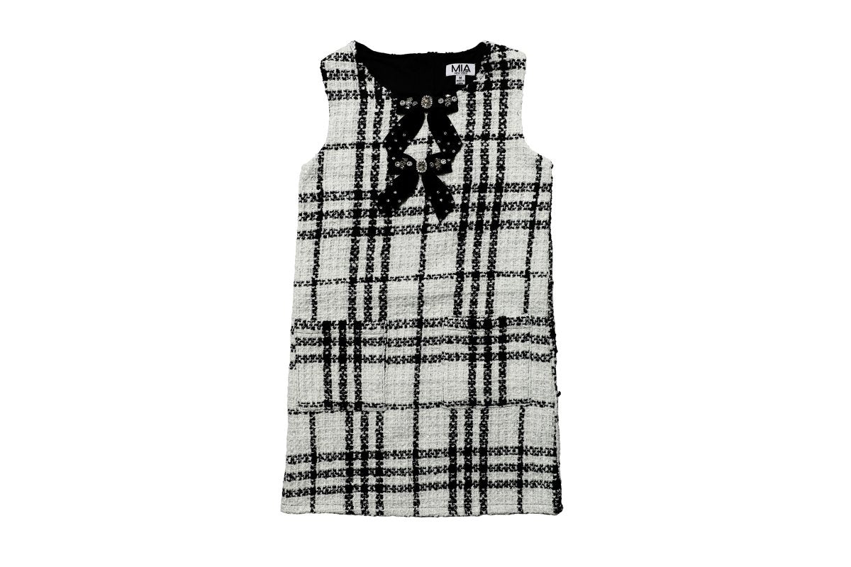 TWEED BOW DRESS (PREORDER) - MINI DREAMERS