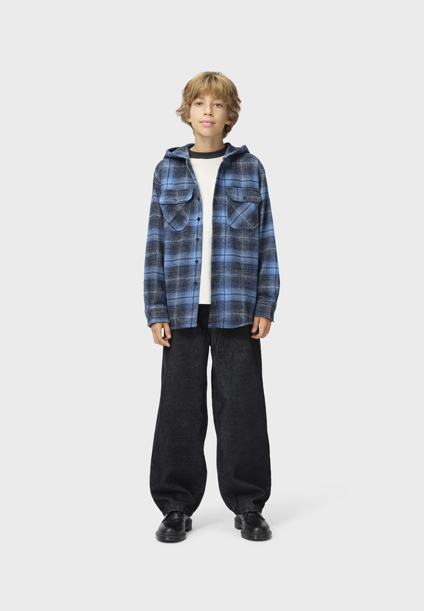 TWILIGHT CHECK RIZZ PLAID HOODED SHACKET by MOLO | Kids Fashion