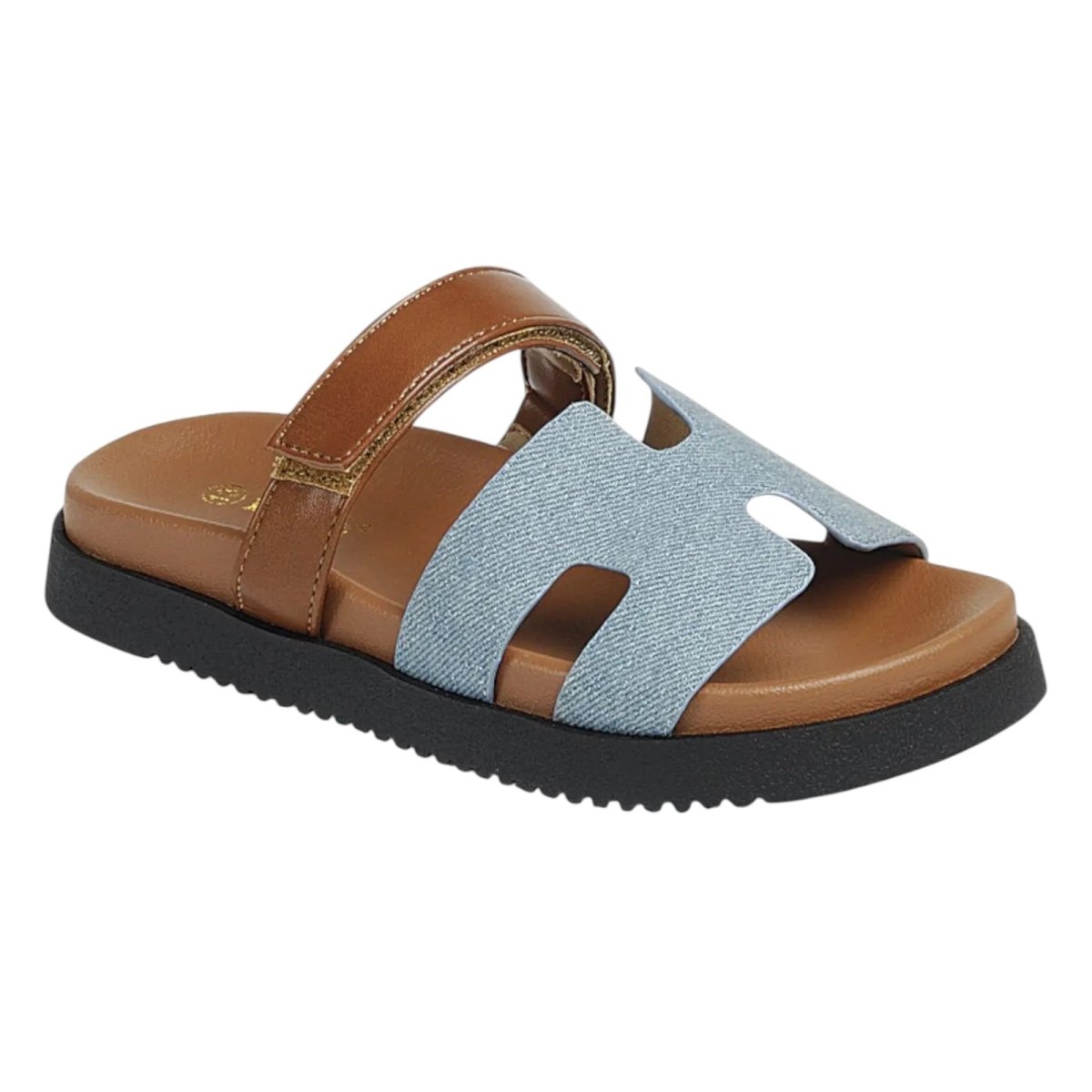 TWO TONED DENIM H VELCRO STRAP SANDALS (PREORDER) - MINI DREAMERS