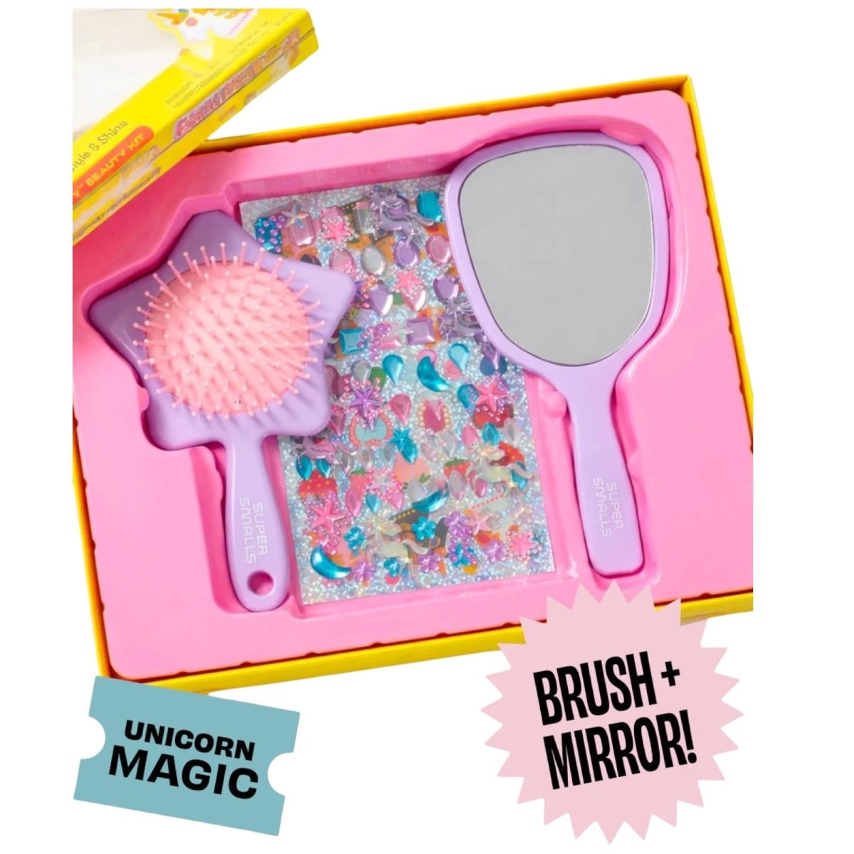 UNICORN STYLE & SHINE GEMIFY BEAUTY KIT (HAIR BRUSH + MIRROR) - SUPER SMALLS