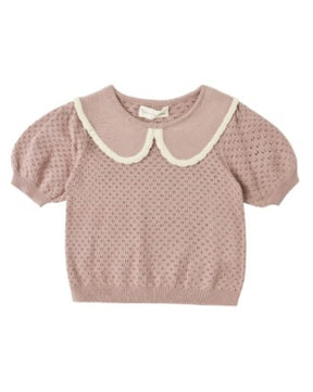 ROSEWOOD POINTELLE COLLARD TOP AND PANTS SET