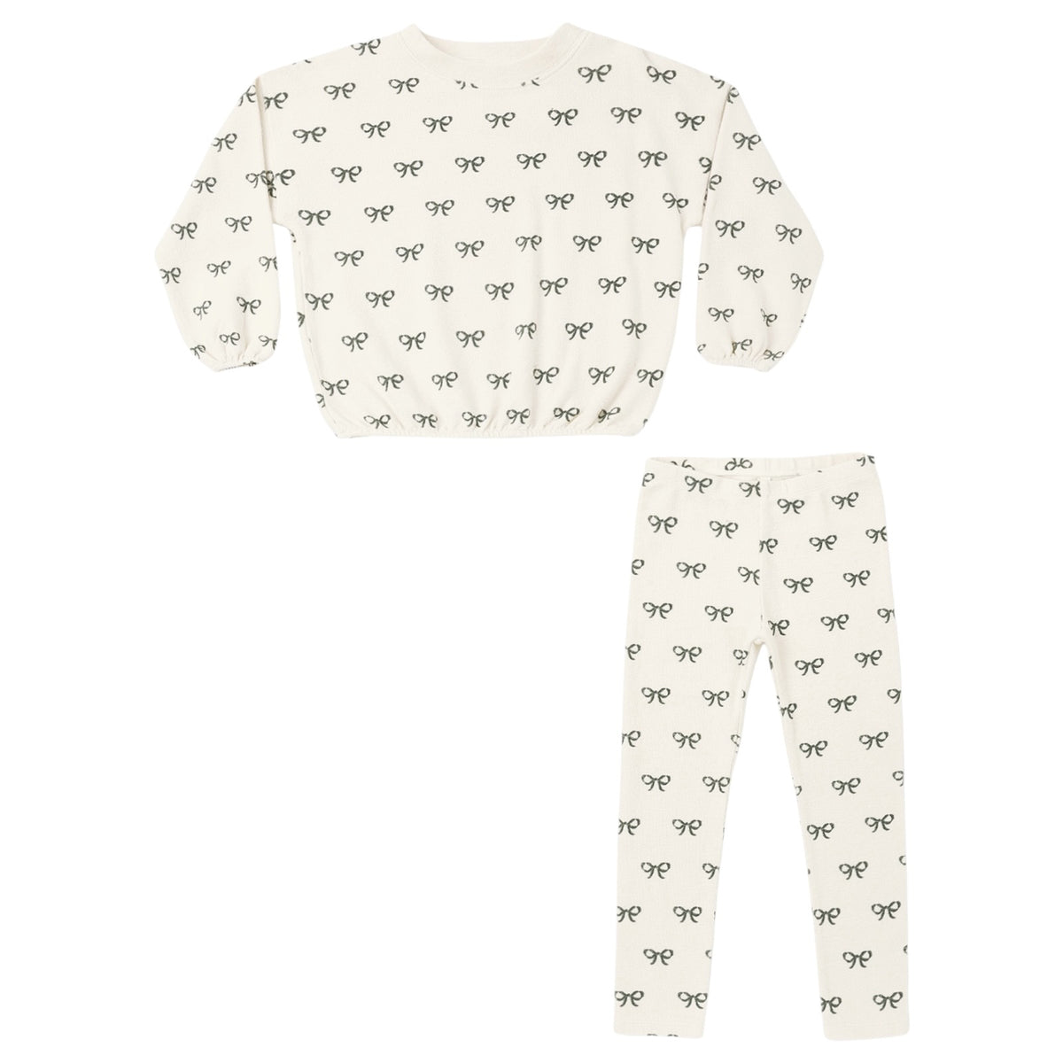 EVERGREEN BOWS SWEATSHIRT AND LEGGINGS SPONGE  SET