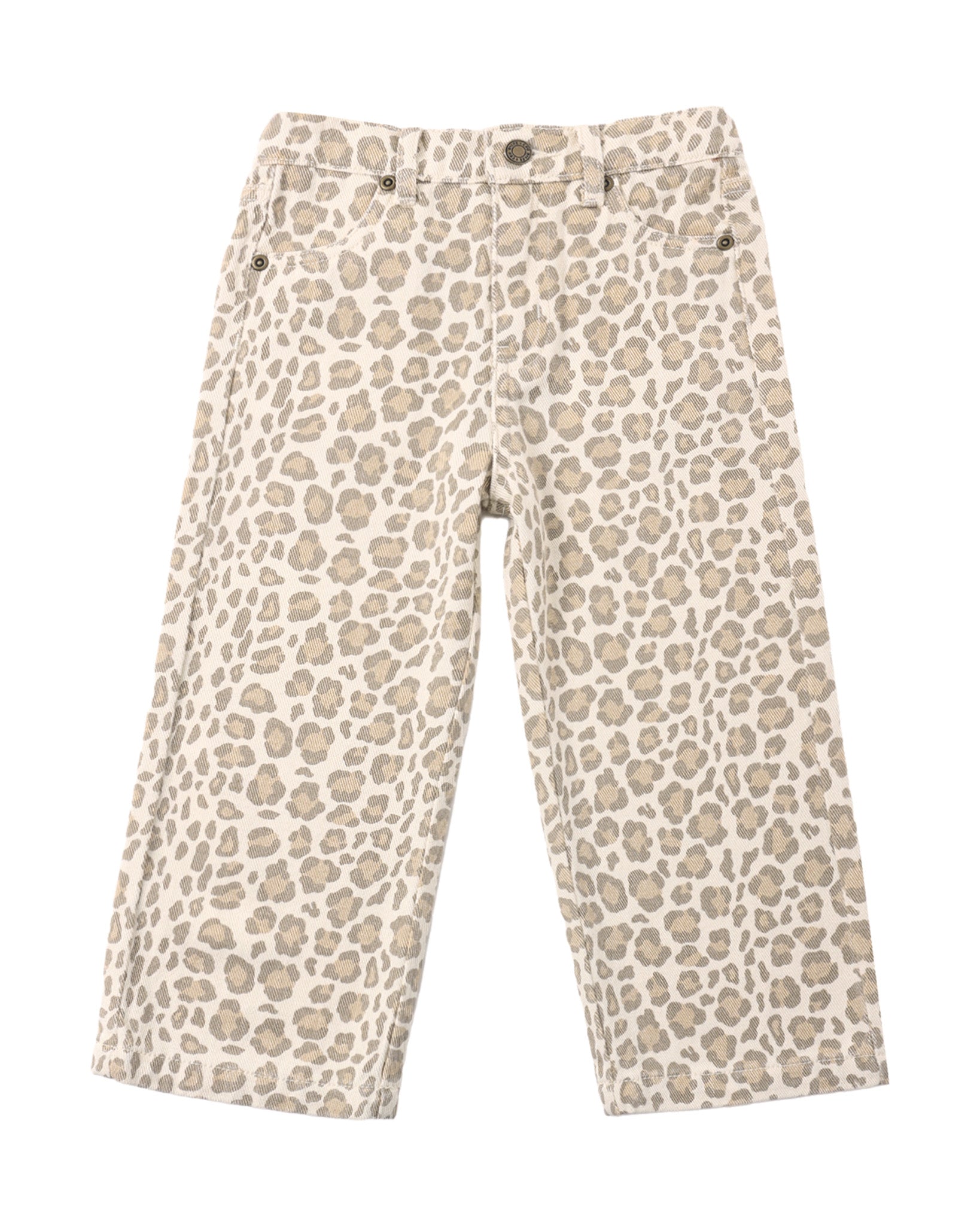 LEOPARD STRAIGHT LEG DENIM PANTS