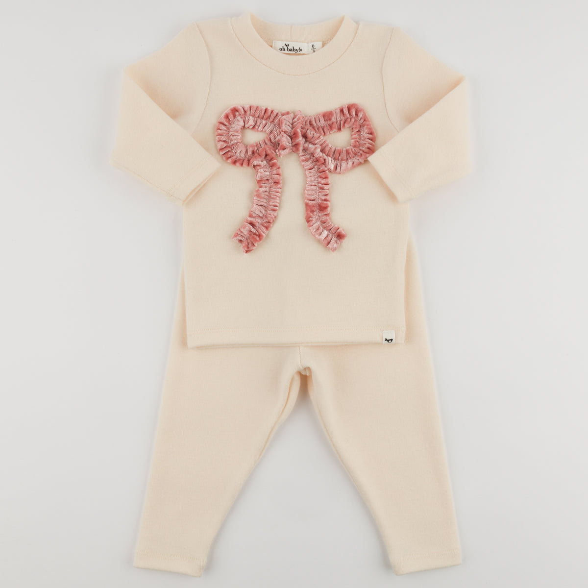 VELVET BOW LONG SLEEVE TOP AND LEGGINGS SET (PREORDER)